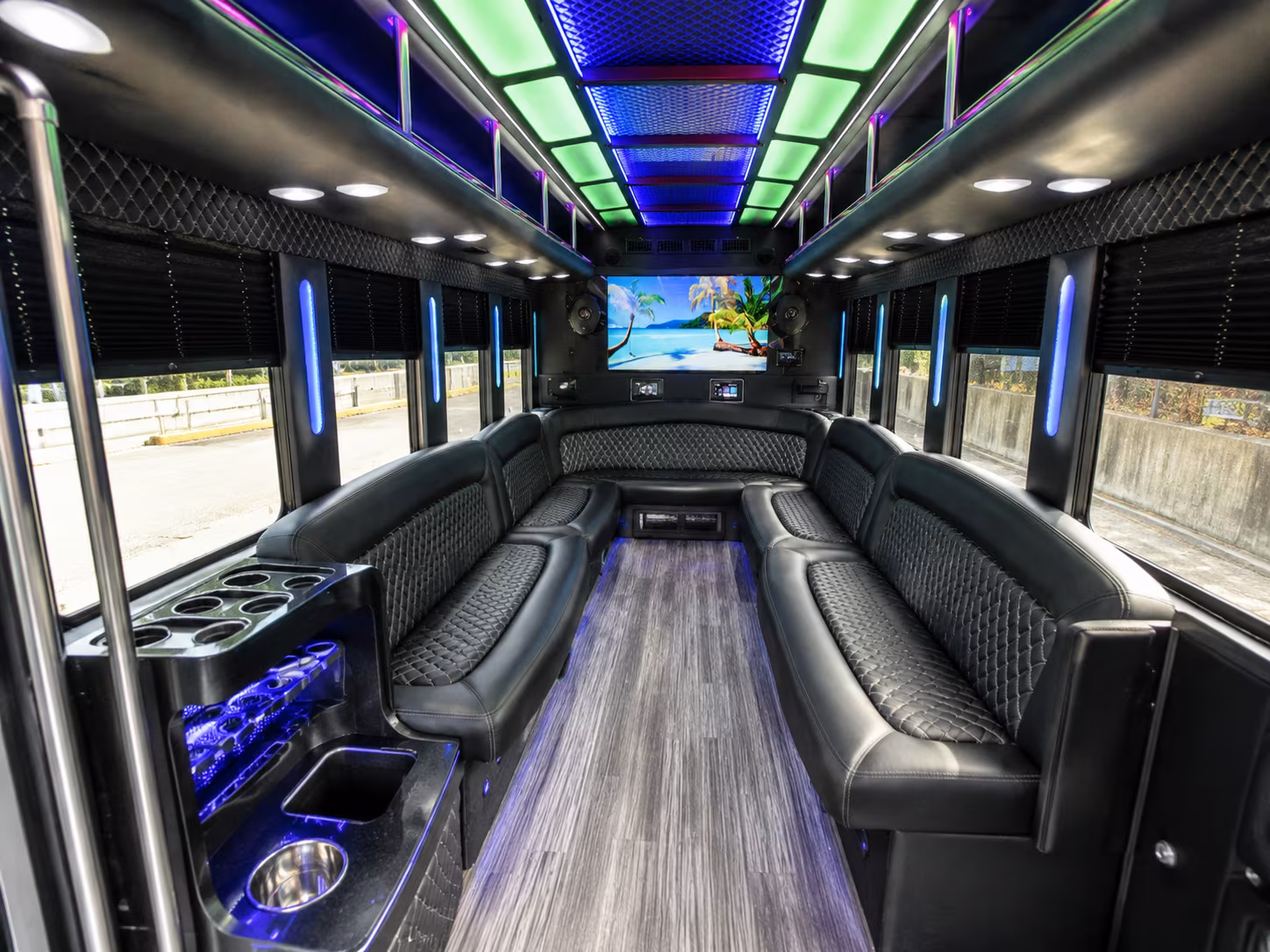 salinas 18 passenger party bus inside