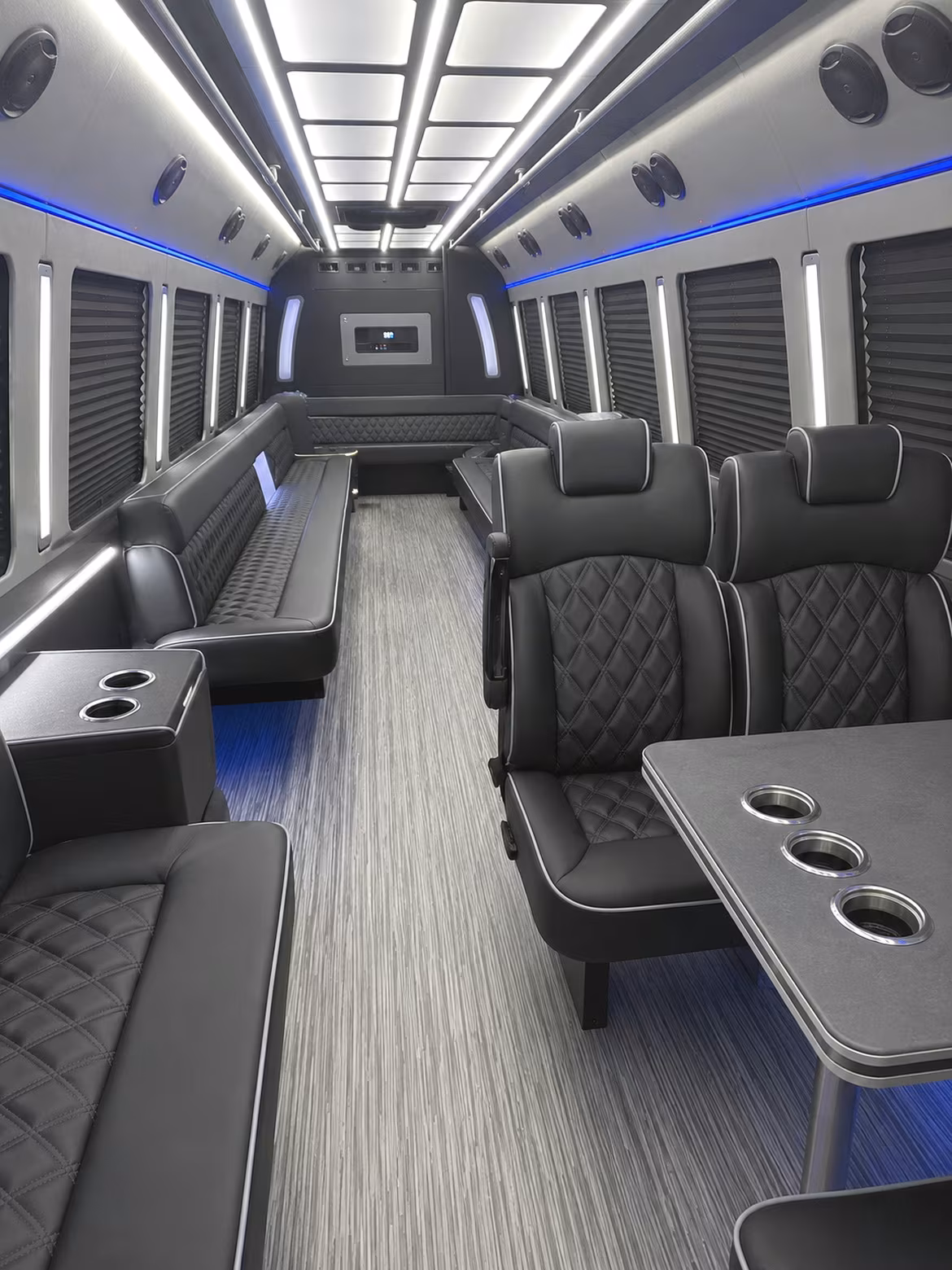 salinas 25 passenger party bus inside