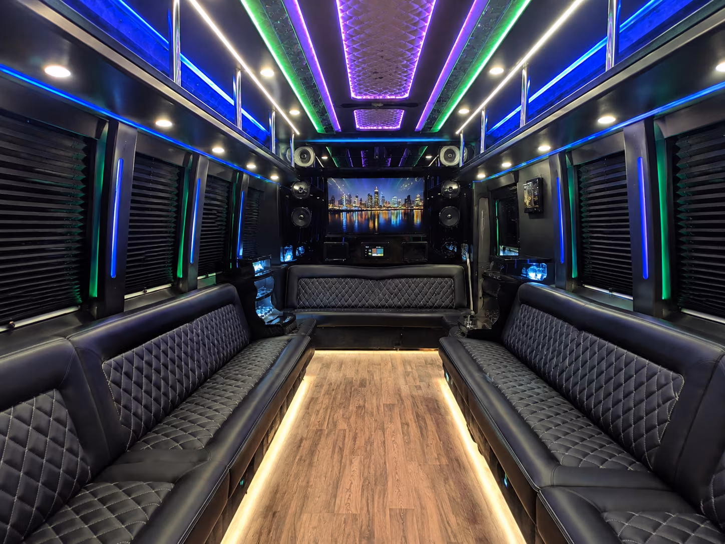 salinas 25 passenger party bus interior