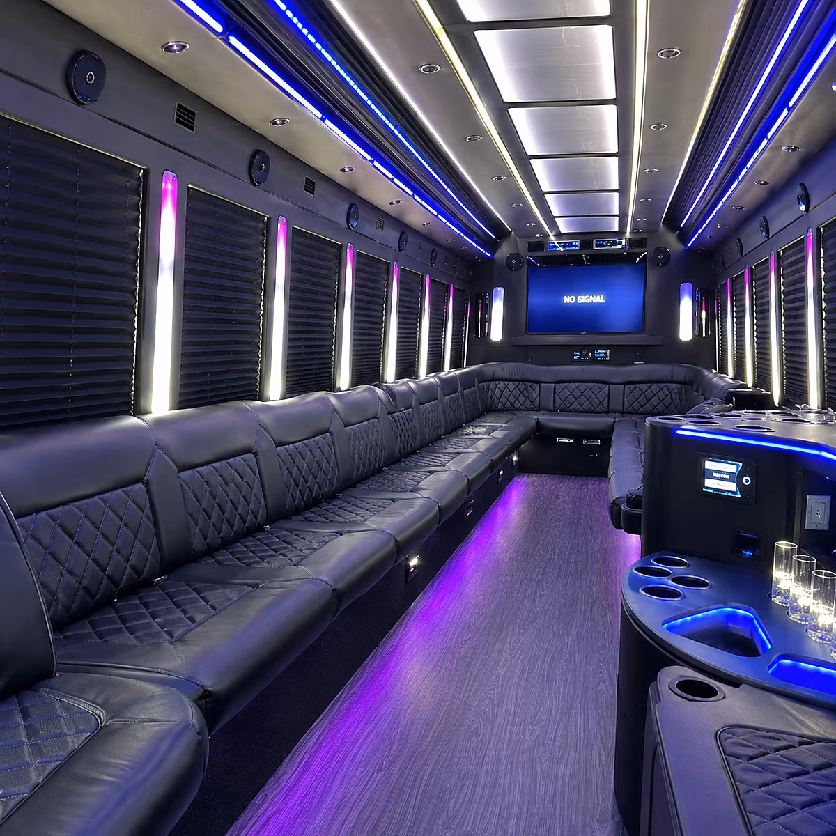 salinas 30 passenger party bus inside